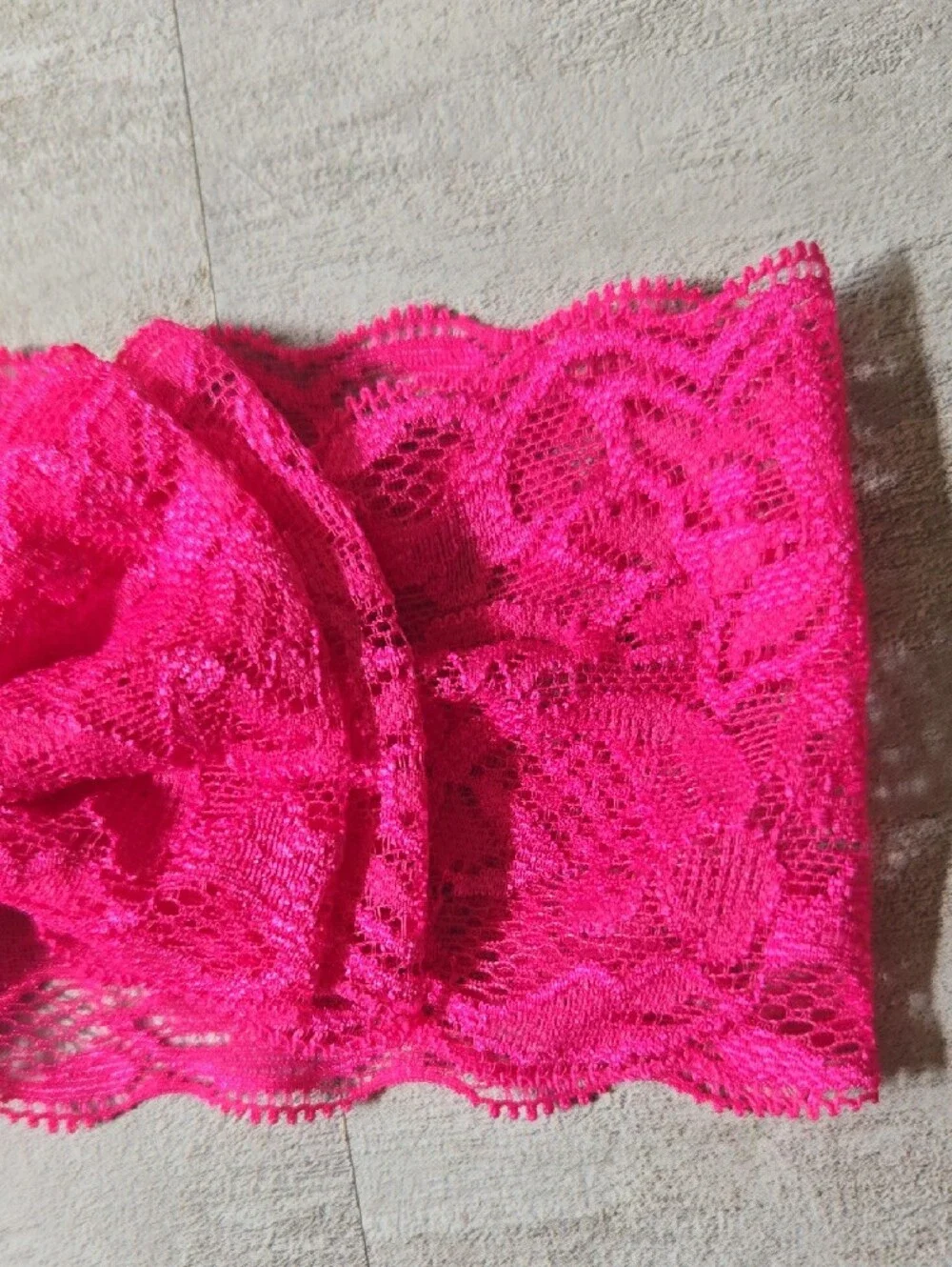 Baby Girl Hot Pink Lace Stretch Bow Headband Floral Toddler Hair Band Accessory